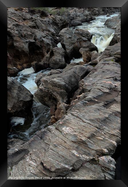 Pulo do Lobo River and Rocks Framed Print by Angelo DeVal