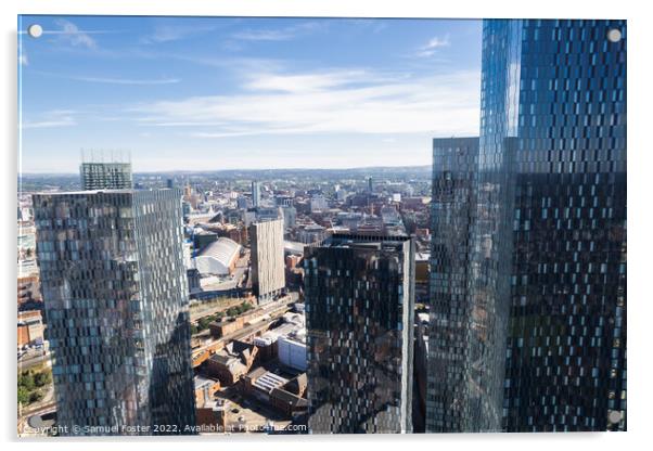Manchester City Centre Drone Aerial View Above Building Work Sky Acrylic by Samuel Foster