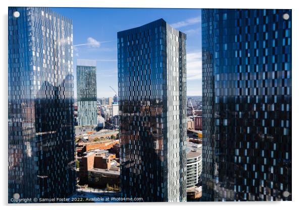 Manchester City Centre Drone Aerial View Above Building Work Sky Acrylic by Samuel Foster