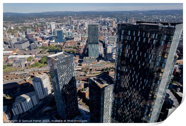 Manchester City Centre Drone Aerial View Above Building Work Sky Print by Samuel Foster