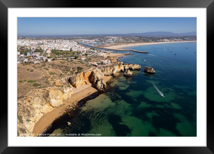 Ponta da Piedade with over rocks near Lagos in Algarve, Portugal Framed Mounted Print by Samuel Foster