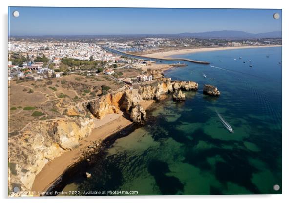 Ponta da Piedade with over rocks near Lagos in Algarve, Portugal Acrylic by Samuel Foster