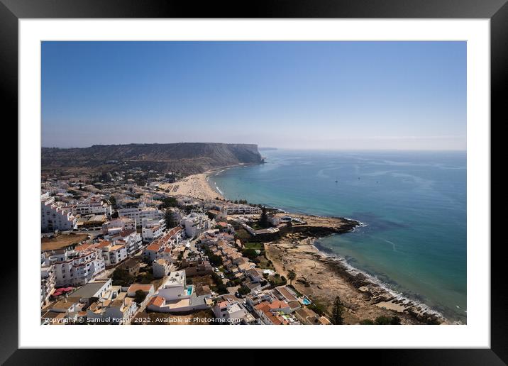 Drone Aerial Praia Da Luz Beach Lagos Portugal Algarve Framed Mounted Print by Samuel Foster