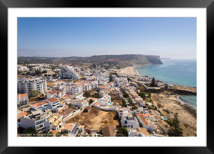 Drone Aerial Praia Da Luz Beach Lagos Portugal Algarve Framed Mounted Print by Samuel Foster
