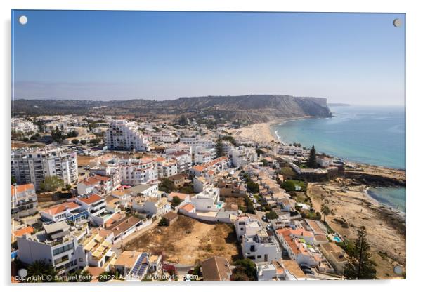 Drone Aerial Praia Da Luz Beach Lagos Portugal Algarve Acrylic by Samuel Foster