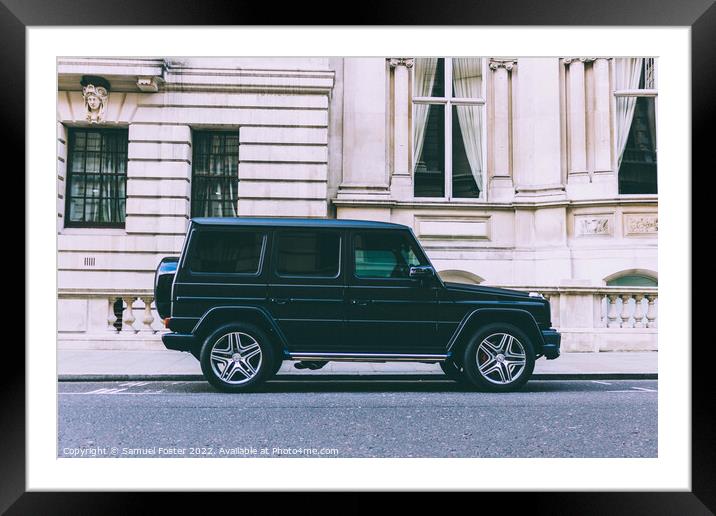 Mercedes G Wagon G Class on street outside hotel in Central London Framed Mounted Print by Samuel Foster