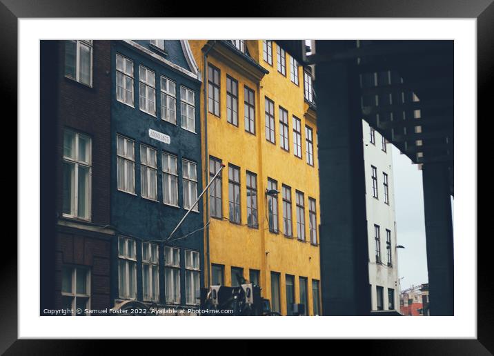 Copenhagen harbor Nyhavn colourful houses Framed Mounted Print by Samuel Foster