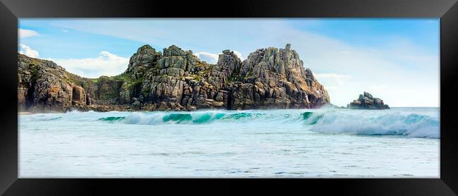 Logan Rock and Treen Cliff, Cornwall. Framed Print by Maggie McCall