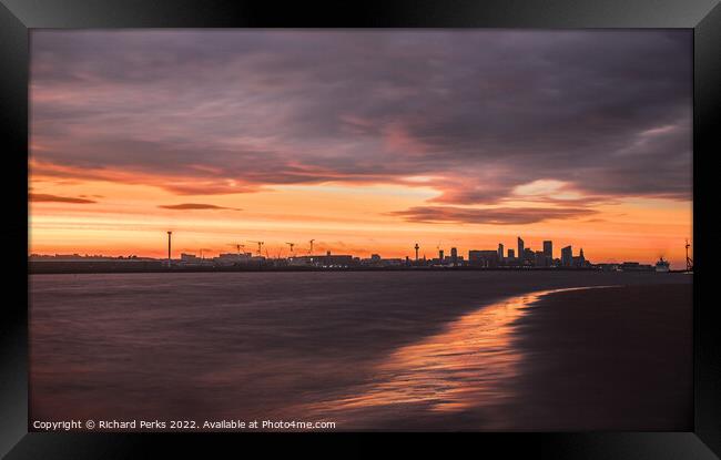 Liverpool Cityscape at Daybreak Framed Print by Richard Perks