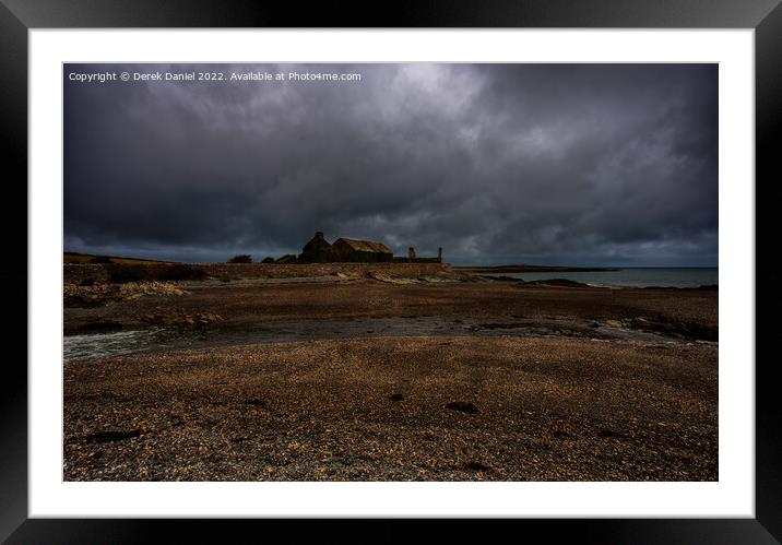Dark skies over Bryn Aber, Cemlyn Bay, Anglesey Framed Mounted Print by Derek Daniel