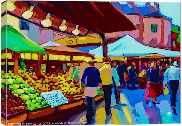 Vibrant Continental Produce Market Canvas Print by Beryl Curran