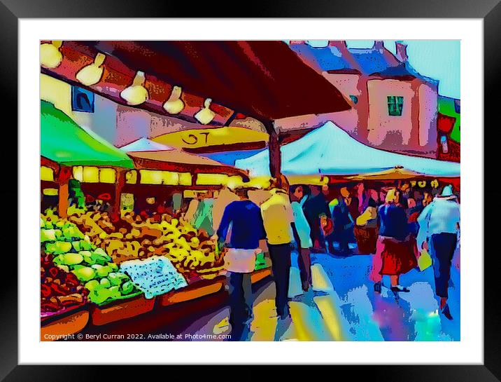 Vibrant Continental Produce Market Framed Mounted Print by Beryl Curran