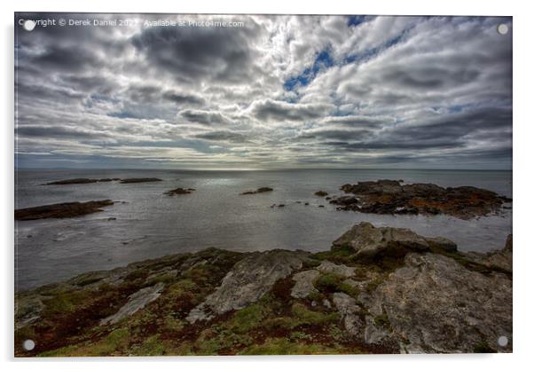 A Moody Day at  Trearddur Bay #2, Anglesey Acrylic by Derek Daniel