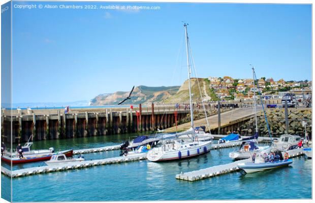 West Bay Harbour Dorset Canvas Print by Alison Chambers