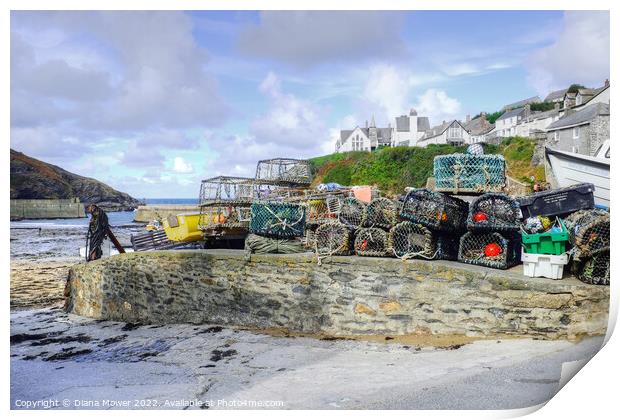 Harbour Lobster Pots Port Isaac Cornwall  Print by Diana Mower