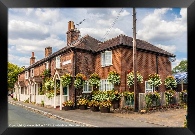 Pretty terrace of cottages, Beaconsfield, Framed Print by Kevin Hellon