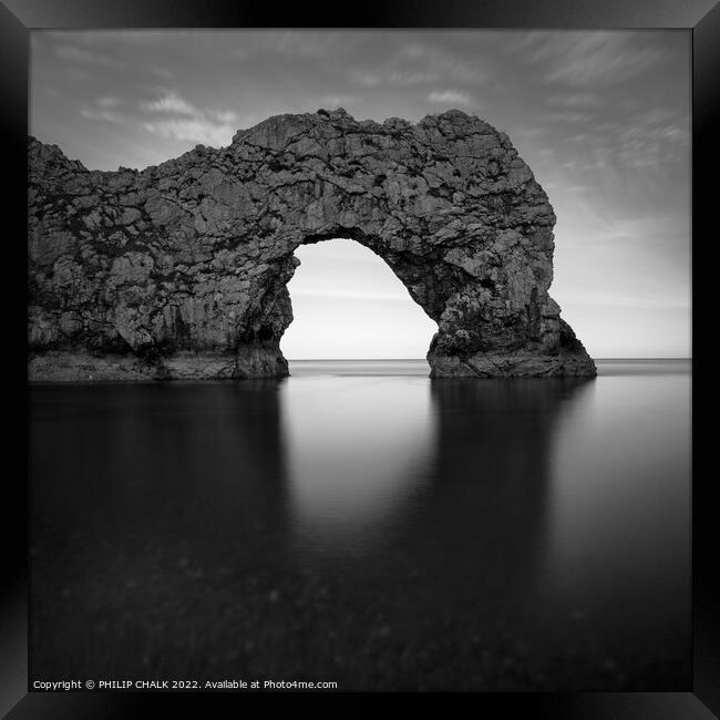 Durdle door bw 795 Framed Print by PHILIP CHALK