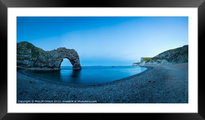 Durdle door blue hour 796  Framed Mounted Print by PHILIP CHALK