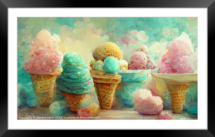 Ice cream fantasy Framed Mounted Print by Paulina Sator