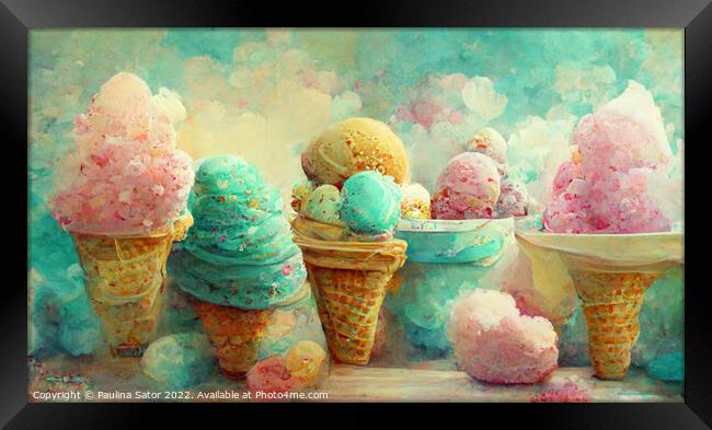 Ice cream fantasy Framed Print by Paulina Sator