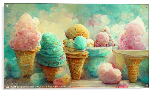 Ice cream fantasy Acrylic by Paulina Sator