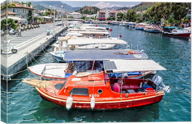 Marmaris Fishing Harbour Canvas Print by Valerie Paterson