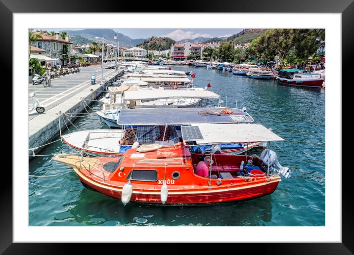 Marmaris Fishing Harbour Framed Mounted Print by Valerie Paterson