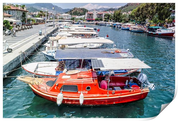 Marmaris Fishing Harbour Print by Valerie Paterson