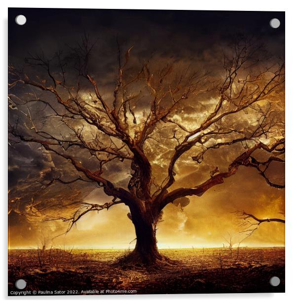 The last tree on earth Acrylic by Paulina Sator