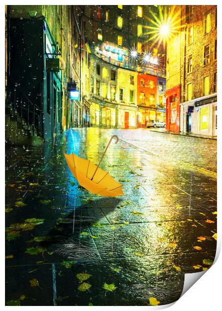 Autumn rain on West Bow Print by Anthony McGeever