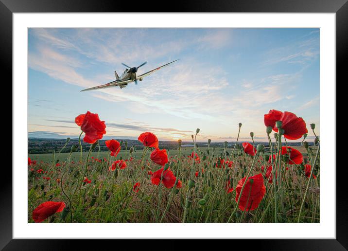 War Plane Poppy Pass Framed Mounted Print by J Biggadike