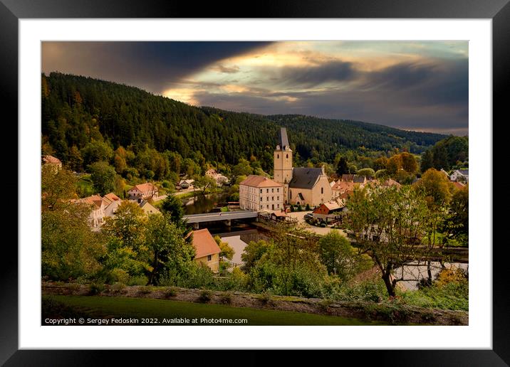 Small town and medieval castle Rozmberk nad Vltavou, Czech Republic. Framed Mounted Print by Sergey Fedoskin