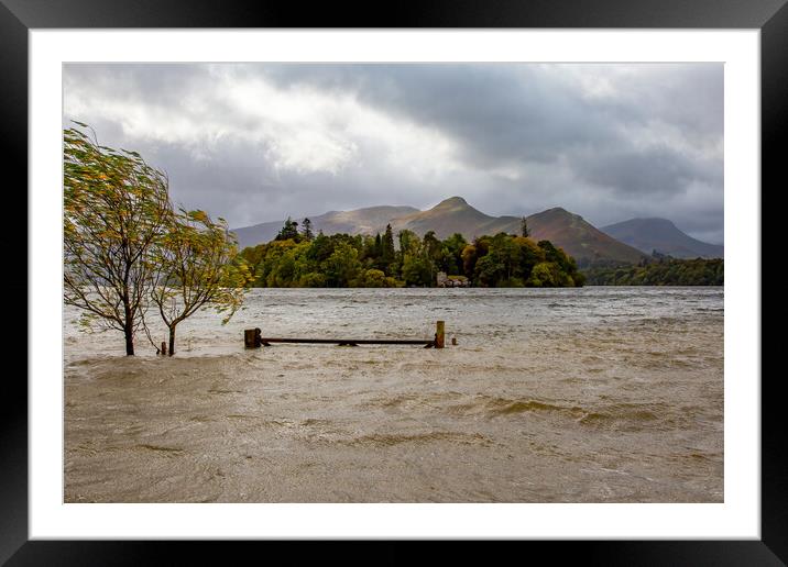 Wind and Rain at Derwentwater Framed Mounted Print by Roger Green