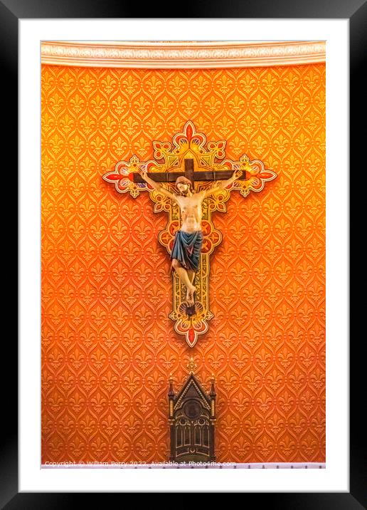 Pamplona Crucifix St. Augustine Cathedral Catholic Tucson Arizona Framed Mounted Print by William Perry
