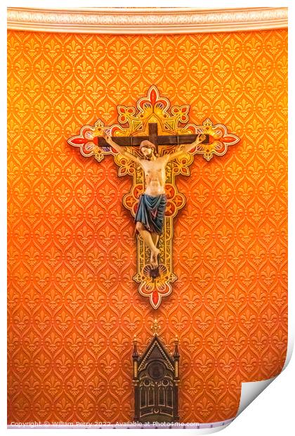 Pamplona Crucifix St. Augustine Cathedral Catholic Tucson Arizona Print by William Perry