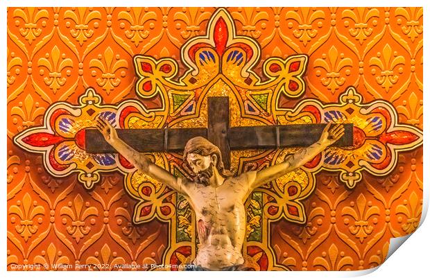 Pamplona Crucifix St. Augustine Cathedral Catholic Church Tucson Print by William Perry