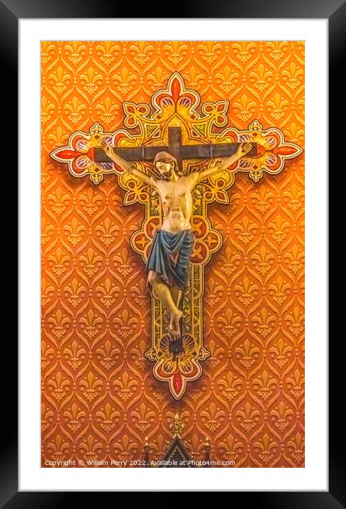 Pamplona Crucifix St. Augustine Cathedral Catholic Church Tucson Framed Mounted Print by William Perry