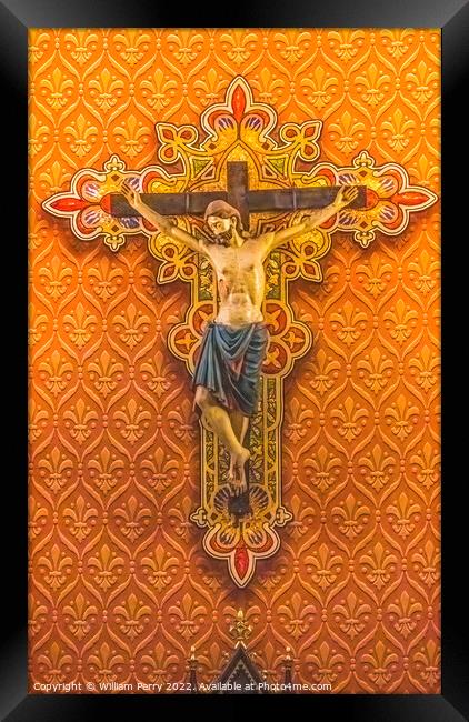 Pamplona Crucifix St. Augustine Cathedral Catholic Church Tucson Framed Print by William Perry
