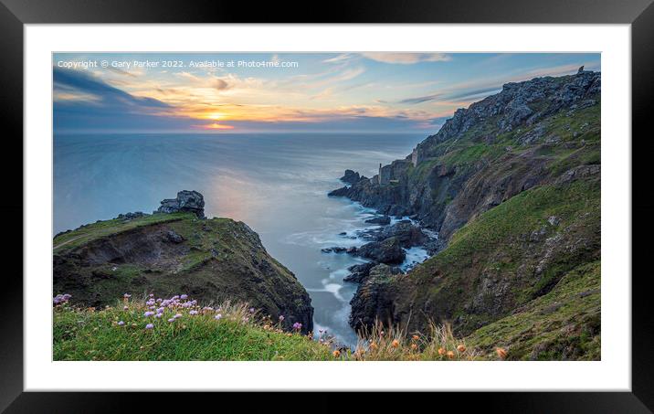 The dramatic Cornish coastline, near Lands End Framed Mounted Print by Gary Parker