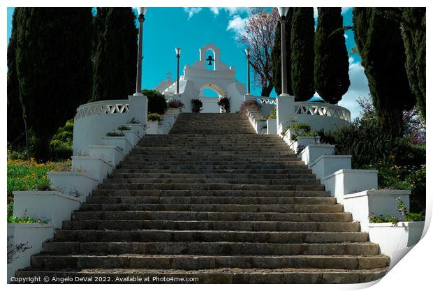 Aljustrel Castle Stairs and Bell - Alentejo Print by Angelo DeVal