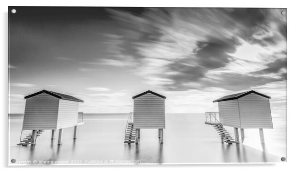 Maldon Beach Huts Long Exposure  Acrylic by johnny weaver