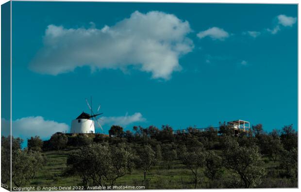 Aljustrel Windmill on Hill Canvas Print by Angelo DeVal