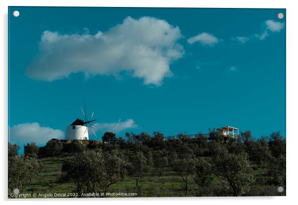 Aljustrel Windmill on Hill Acrylic by Angelo DeVal
