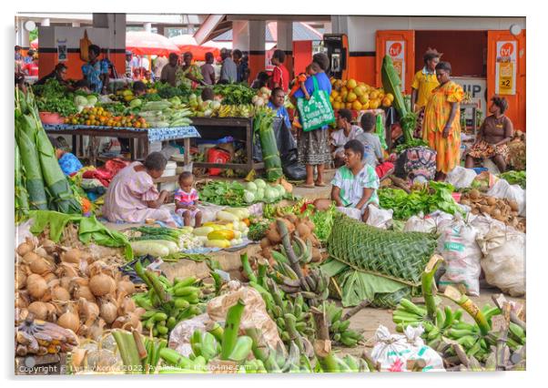 Main Market - Port Vila Acrylic by Laszlo Konya