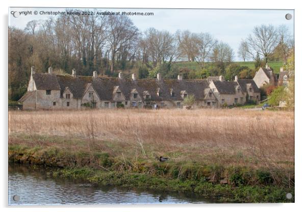 Morning sun at Arlington Row, Bibury Acrylic by Christopher Keeley