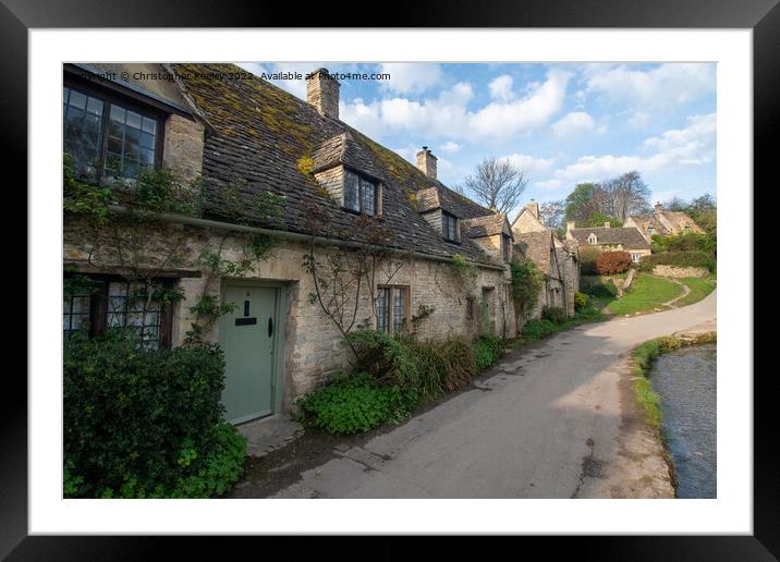 Arlington Row cottages in the Cotswolds Framed Mounted Print by Christopher Keeley