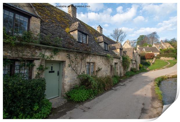 Arlington Row cottages in the Cotswolds Print by Christopher Keeley