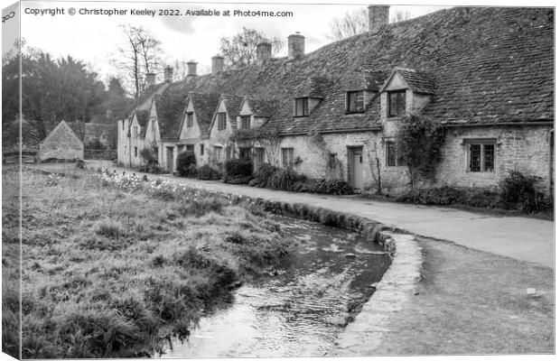 Arlington Row in black and white, Cotswolds Canvas Print by Christopher Keeley