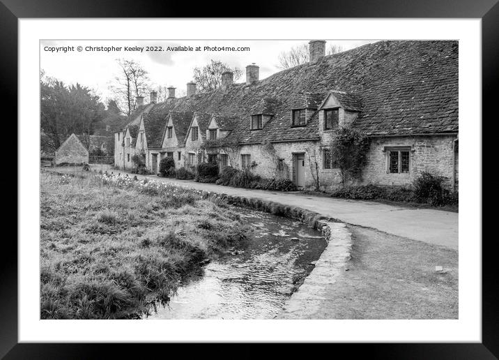 Arlington Row in black and white, Cotswolds Framed Mounted Print by Christopher Keeley