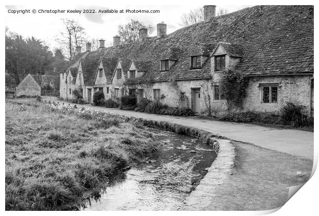 Arlington Row in black and white, Cotswolds Print by Christopher Keeley